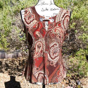 Tommy Hilfiger Red Brown Paisley Sleeveless Top